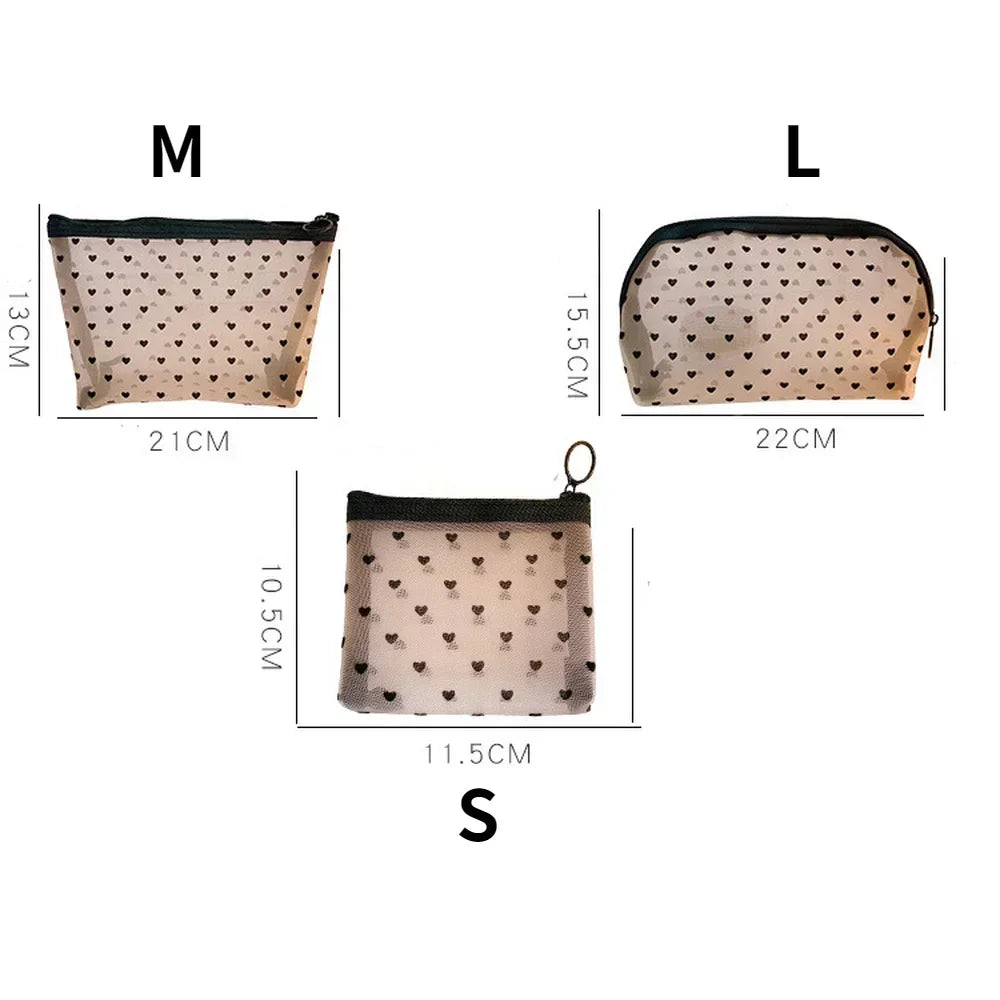 Large Capacity Mesh Clear Cosmetic Bag Portable Travel Toiletry Bag Black Makeup Pouch Zipper Storage Bag Women Beauty Organizer
