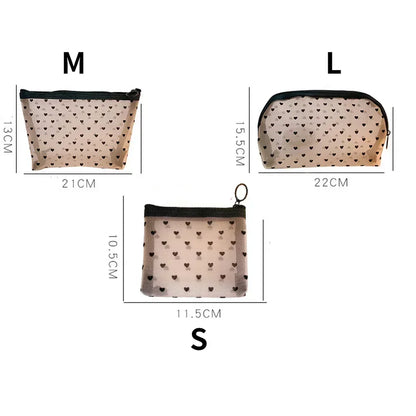 Large Capacity Mesh Clear Cosmetic Bag Portable Travel Toiletry Bag Black Makeup Pouch Zipper Storage Bag Women Beauty Organizer