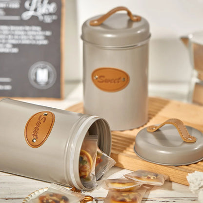 Airtight Kitchen Canister with Lid,Farmhouse Decor Container for Dry Food Sugar Coffee Tea,Coloful Metal Countertop Storage Jar