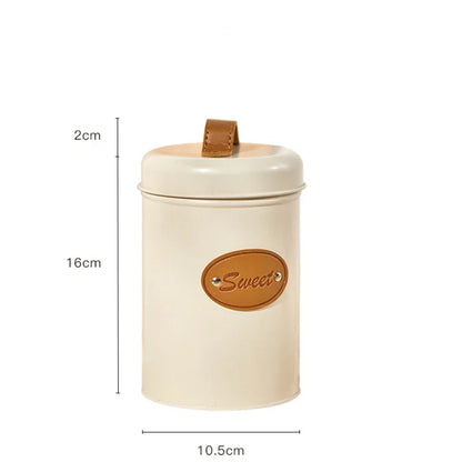 Airtight Kitchen Canister with Lid,Farmhouse Decor Container for Dry Food Sugar Coffee Tea,Coloful Metal Countertop Storage Jar