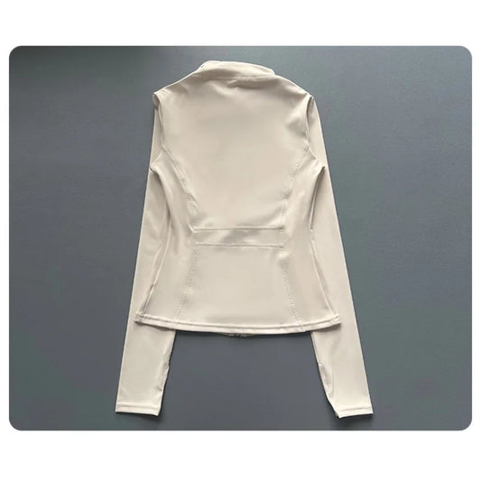 Quick Dry Stand Up Collar Fitness Jacket For Women Slim-Fit Zipper Yoga Wear Long Sleeve Breathable Running Sports Cycling Top