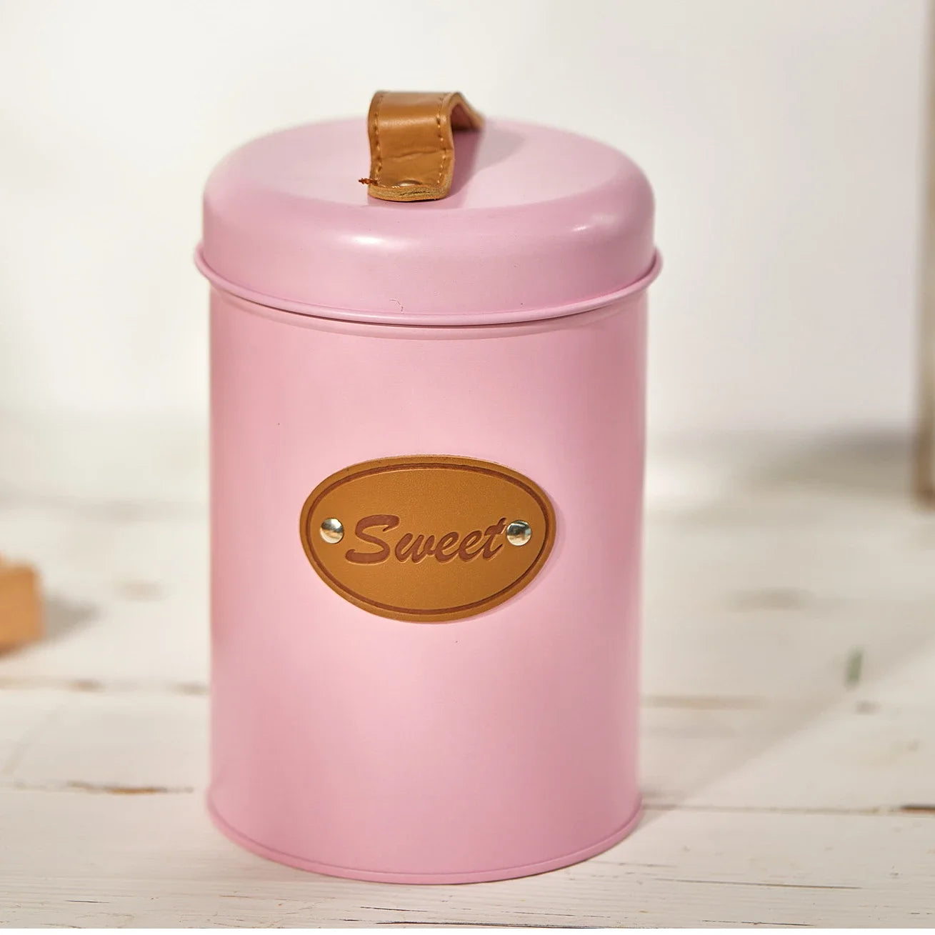 Airtight Kitchen Canister with Lid,Farmhouse Decor Container for Dry Food Sugar Coffee Tea,Coloful Metal Countertop Storage Jar