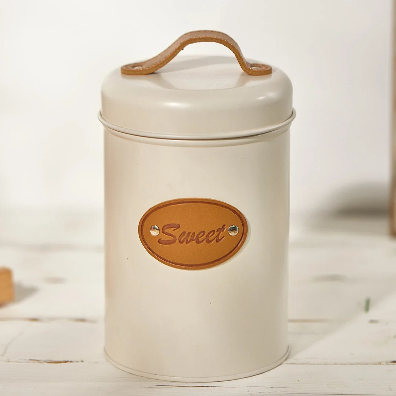 Airtight Kitchen Canister with Lid,Farmhouse Decor Container for Dry Food Sugar Coffee Tea,Coloful Metal Countertop Storage Jar