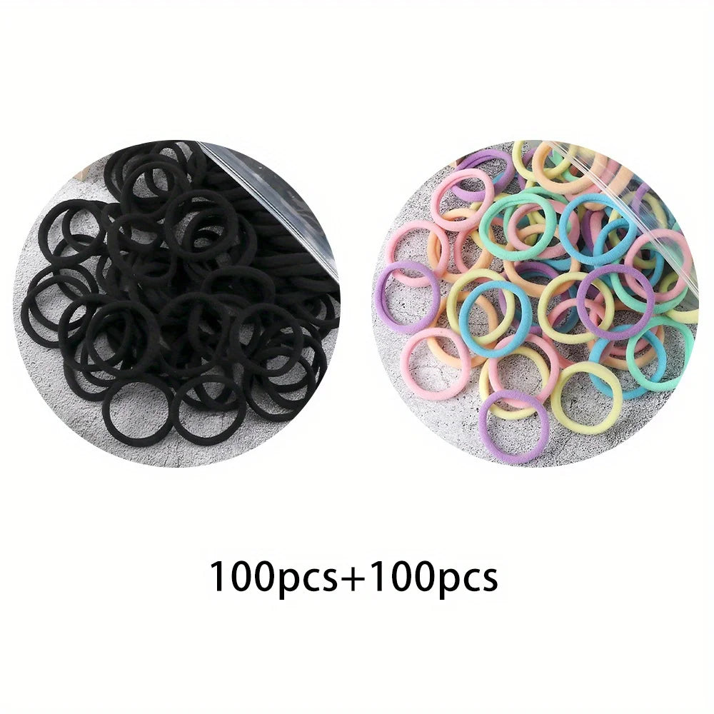 50/100/200pcs Women Girl Mixed Colors Hair Bands Basic Hair Ties Elastic Headband Simple Hair  Accessories Ponytail Holder