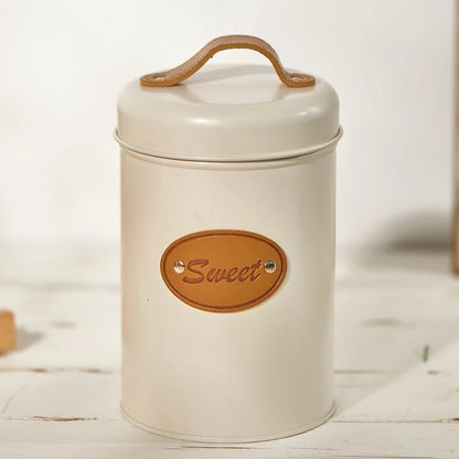 Airtight Kitchen Canister with Lid,Farmhouse Decor Container for Dry Food Sugar Coffee Tea,Coloful Metal Countertop Storage Jar